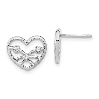 Sterlingsilber Poliert Zirkonia Herz Ohrstecker