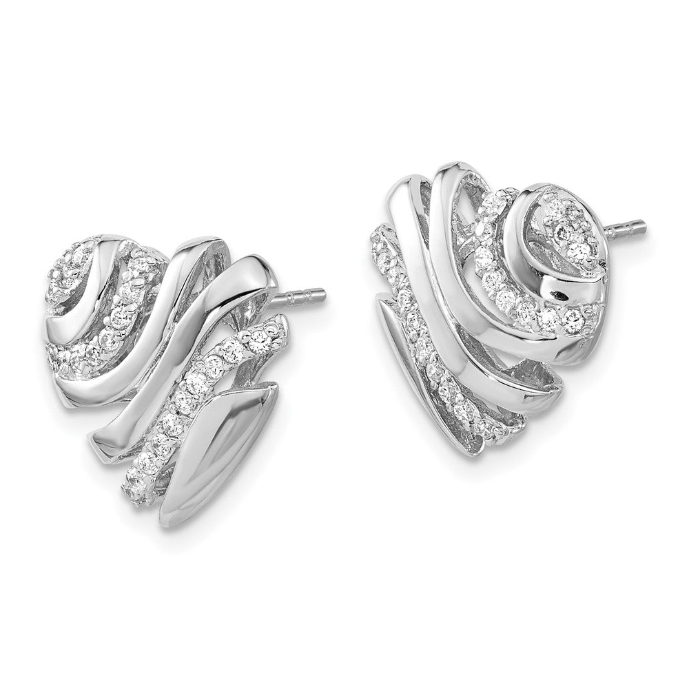 Sterlingsilber Poliert Zirkonia Herz Ohrstecker