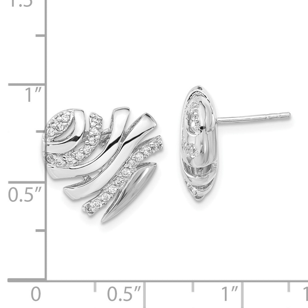 Sterlingsilber Poliert Zirkonia Herz Ohrstecker