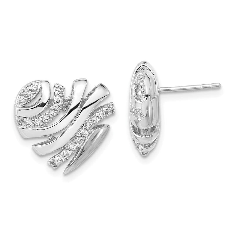 Sterlingsilber Poliert Zirkonia Herz Ohrstecker