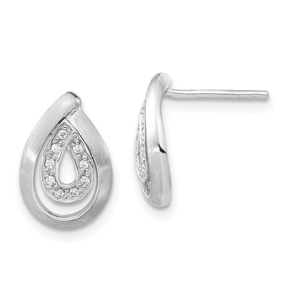 Sterlingsilber Gebürstet Zirkonia Tropfen Ohrstecker