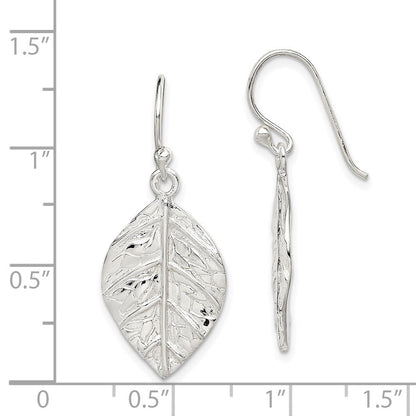 Sterlingsilber Blatt Strukturiert Ohrhänger