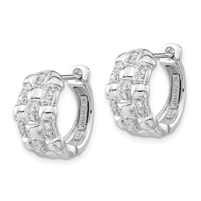 Sterlingsilber Poliert Zirkonia Geflochten Klappbar Rund Creolen