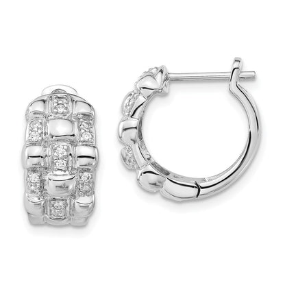 Sterlingsilber Poliert Zirkonia Geflochten Klappbar Rund Creolen