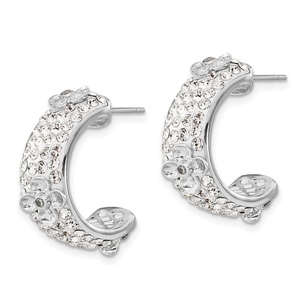 Sterlingsilber Poliert Zirkonia & Kristall Blumen Stecker C- Creolen