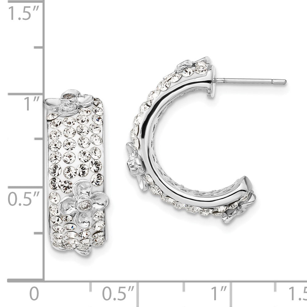 Sterlingsilber Poliert Zirkonia & Kristall Blumen Stecker C- Creolen
