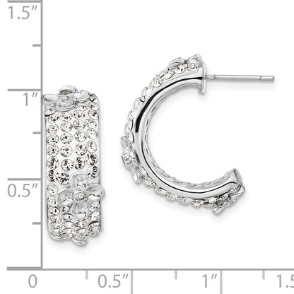 Sterlingsilber Poliert Zirkonia & Kristall Blumen Stecker C- Creolen