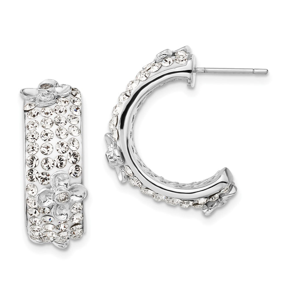 Sterlingsilber Poliert Zirkonia & Kristall Blumen Stecker C- Creolen