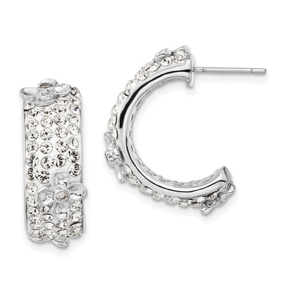 Sterlingsilber Poliert Zirkonia & Kristall Blumen Stecker C- Creolen