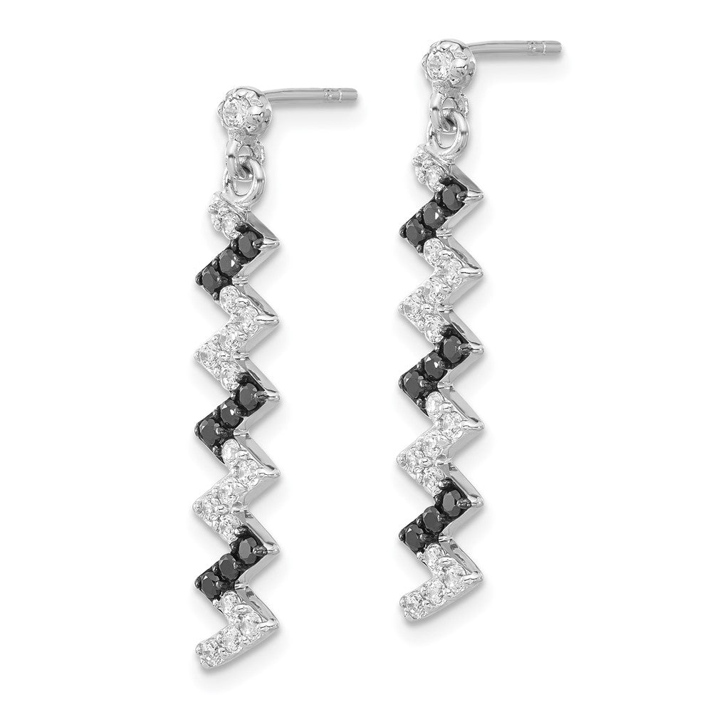 Sterlingsilber Poliert Schwarz & Weiß Zirkonia Stecker Ohrhänger