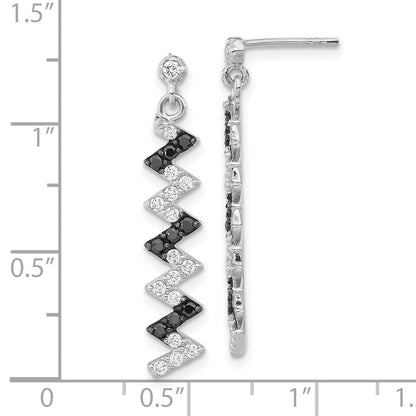Sterlingsilber Poliert Schwarz & Weiß Zirkonia Stecker Ohrhänger