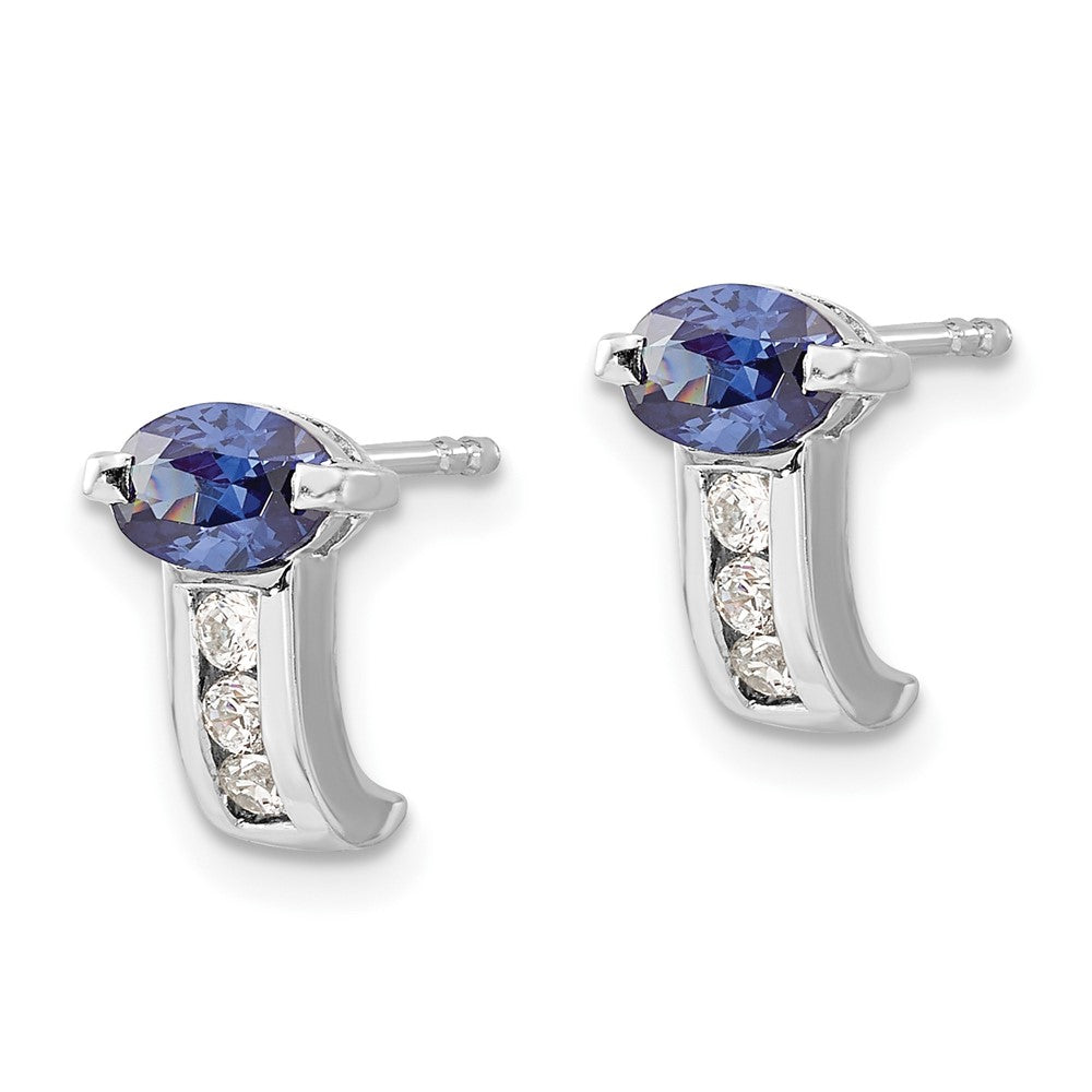Sterlingsilber Periwinkle & Weiß Zirkonia Ohrstecker