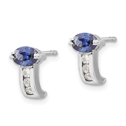 Sterlingsilber Periwinkle & Weiß Zirkonia Ohrstecker
