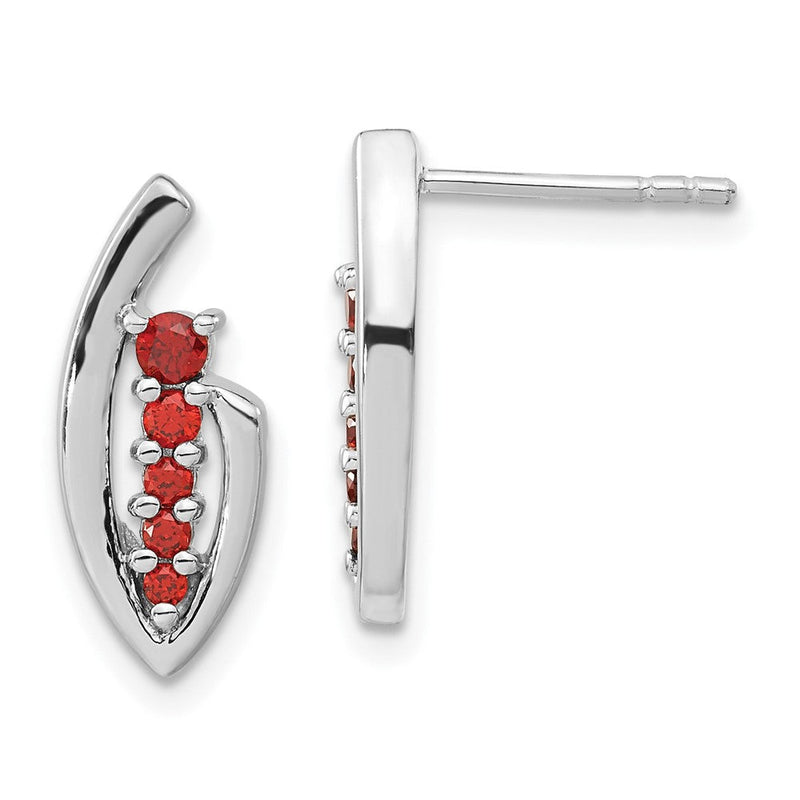 Sterlingsilber Poliert Rot Zirkonia Ohrstecker