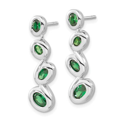 Sterlingsilber Poliert Grün Zirkonia Stecker Ohrhänger