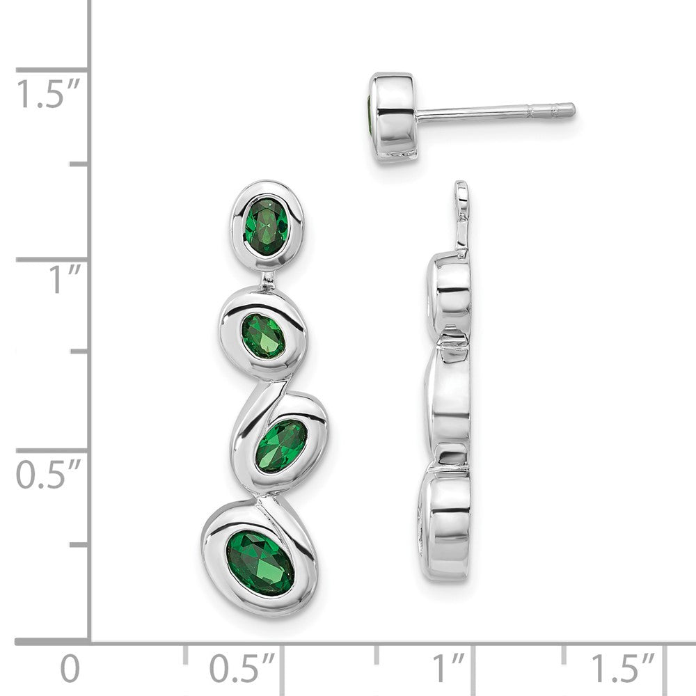 Sterlingsilber Poliert Grün Zirkonia Stecker Ohrhänger
