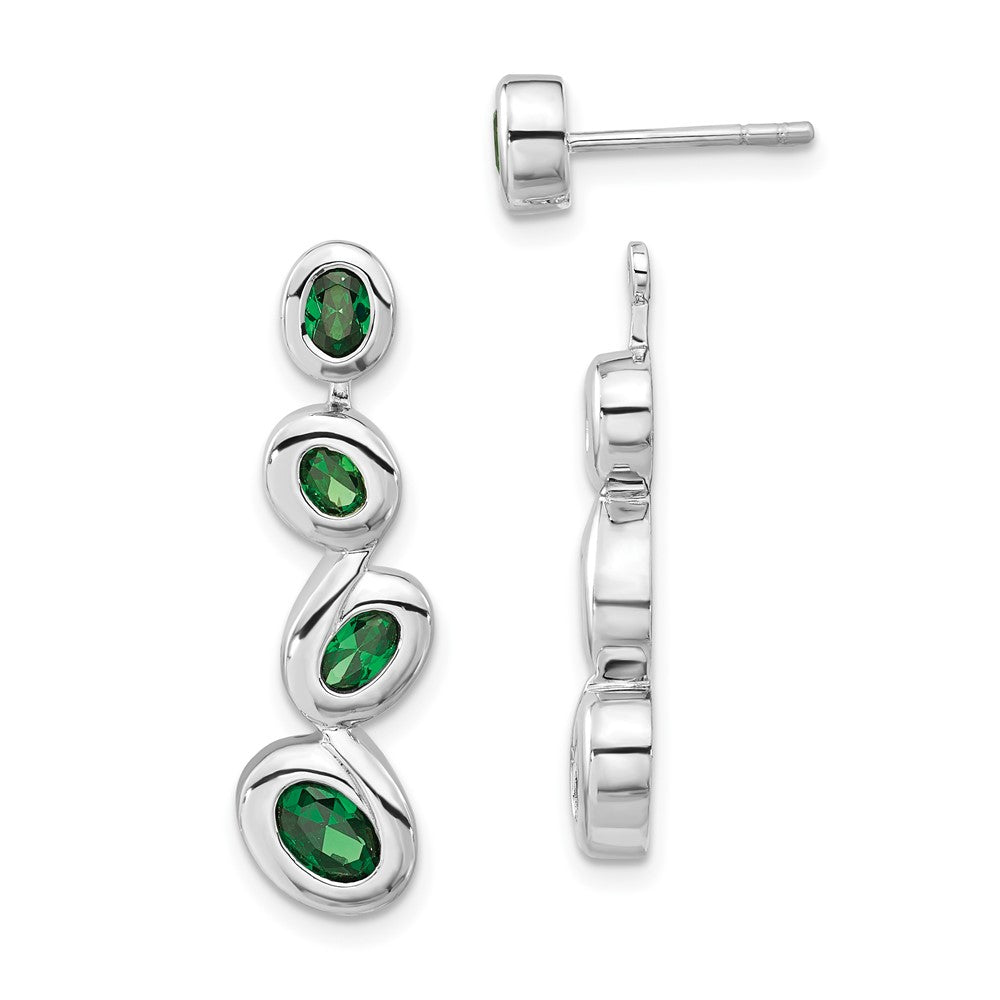 Sterlingsilber Poliert Grün Zirkonia Stecker Ohrhänger