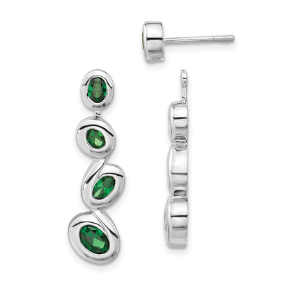 Sterlingsilber Poliert Grün Zirkonia Stecker Ohrhänger