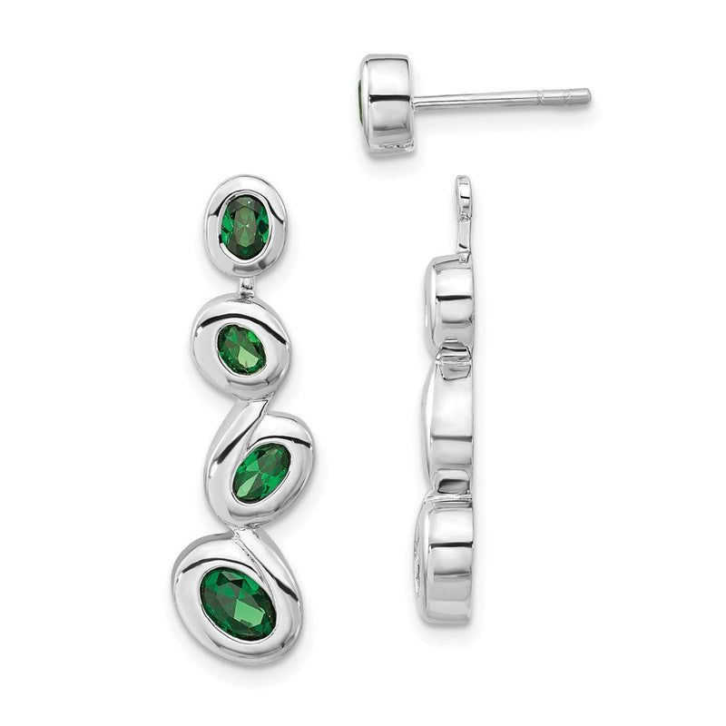 Sterlingsilber Poliert Grün Zirkonia Stecker Ohrhänger
