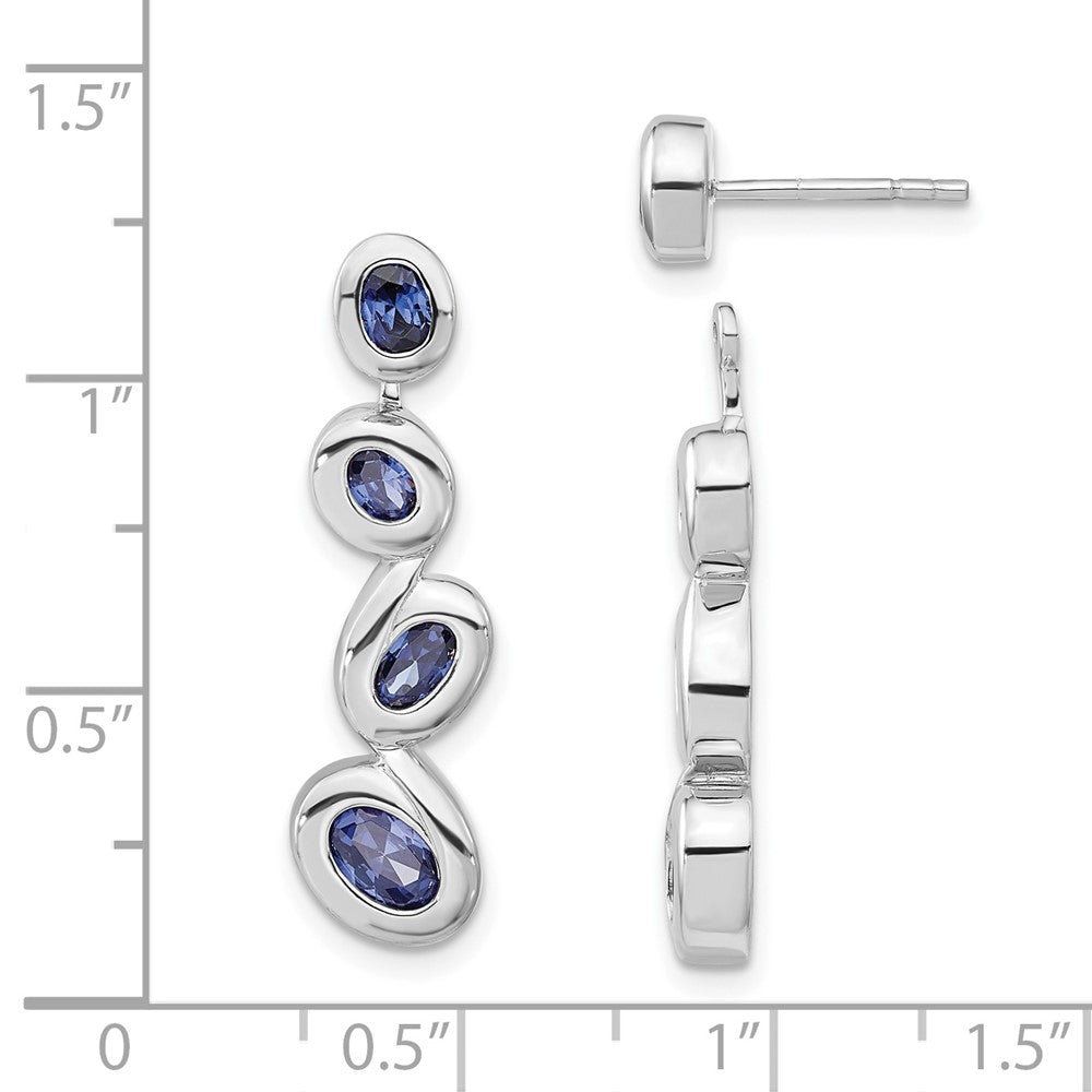 Sterlingsilber Poliert Blau Zirkonia Hängend Ohrstecker