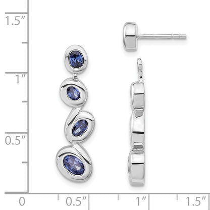 Sterlingsilber Poliert Blau Zirkonia Hängend Ohrstecker