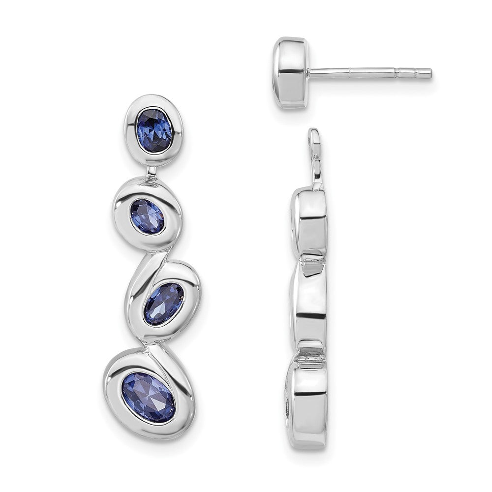 Sterlingsilber Poliert Blau Zirkonia Hängend Ohrstecker