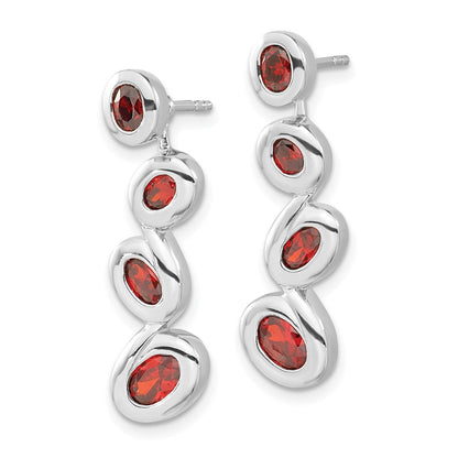 Sterlingsilber Poliert Rot Zirkonia Stecker Ohrhänger