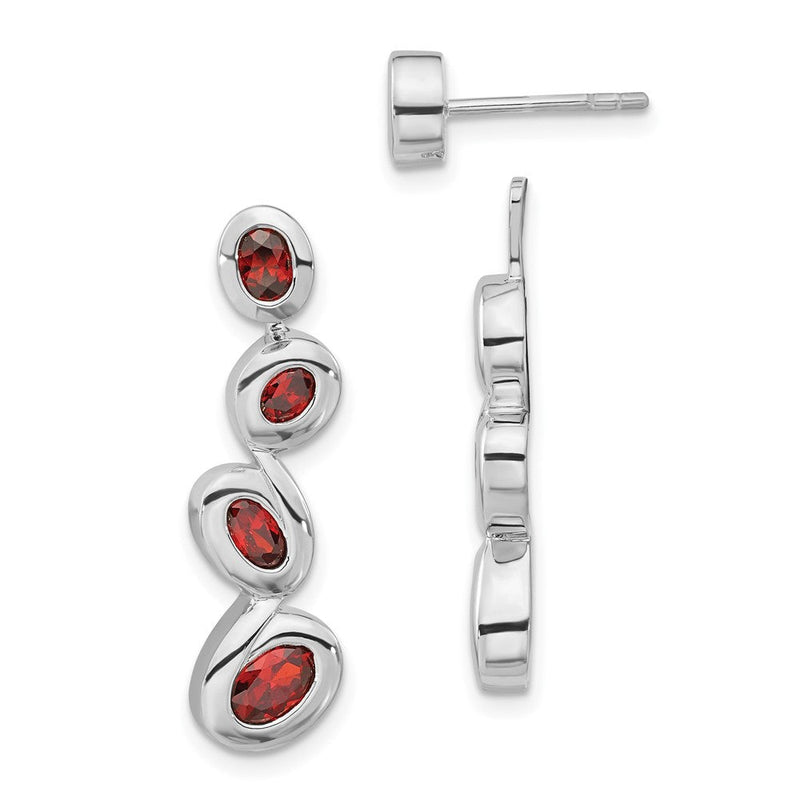 Sterlingsilber Poliert Rot Zirkonia Stecker Ohrhänger