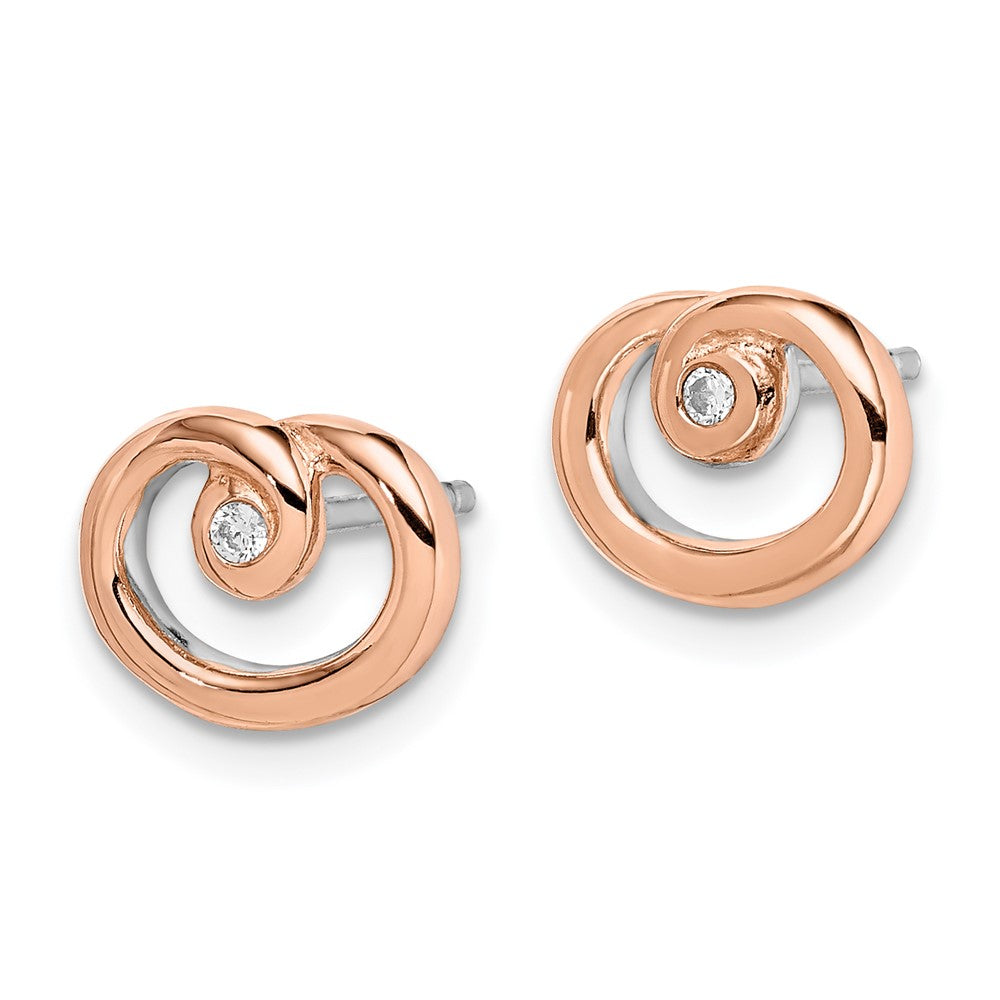 Sterlingsilber Rhodium/rose Vergoldet Poliert Zirkonia Wirbel Ohrstecker