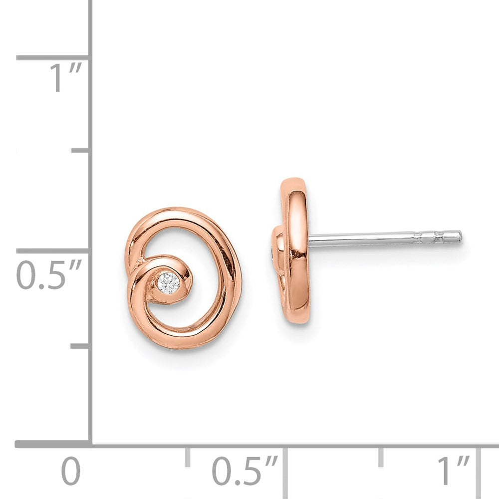 Sterlingsilber Rhodium/rose Vergoldet Poliert Zirkonia Wirbel Ohrstecker