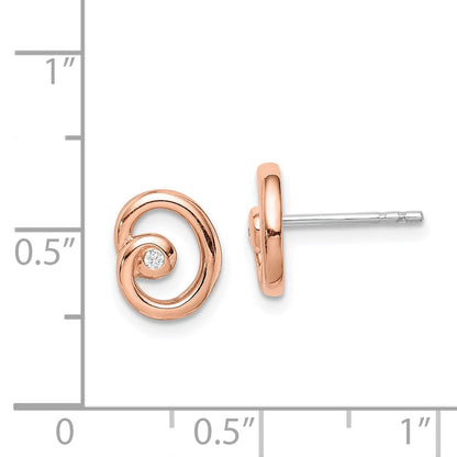 Sterlingsilber Rhodium/rose Vergoldet Poliert Zirkonia Wirbel Ohrstecker