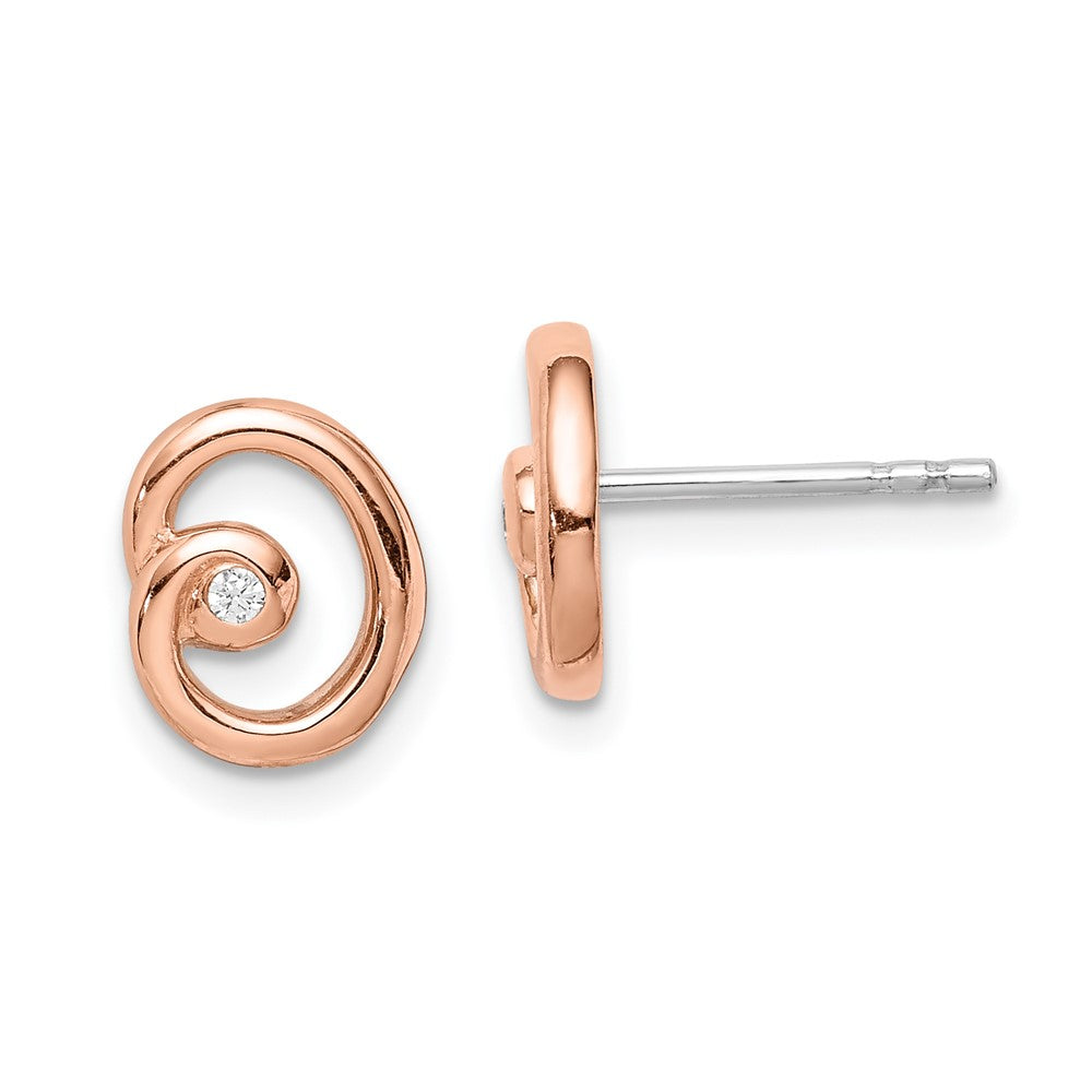 Sterlingsilber Rhodium/rose Vergoldet Poliert Zirkonia Wirbel Ohrstecker
