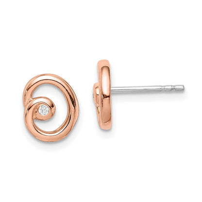 Sterlingsilber Rhodium/rose Vergoldet Poliert Zirkonia Wirbel Ohrstecker