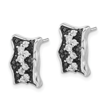 Sterlingsilber Schwarz & Weiß Zirkonia Ohrstecker