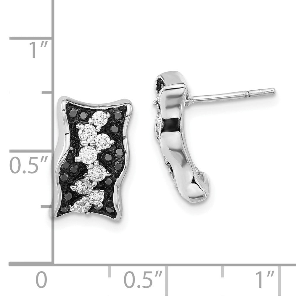 Sterlingsilber Schwarz & Weiß Zirkonia Ohrstecker