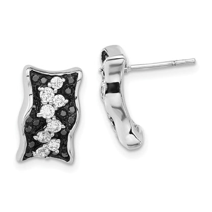 Sterlingsilber Schwarz & Weiß Zirkonia Ohrstecker