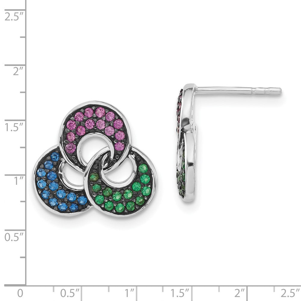 Sterlingsilber mit Schwarz Rhodium Synthetisch Spinell & Rubin Ohrstecker
