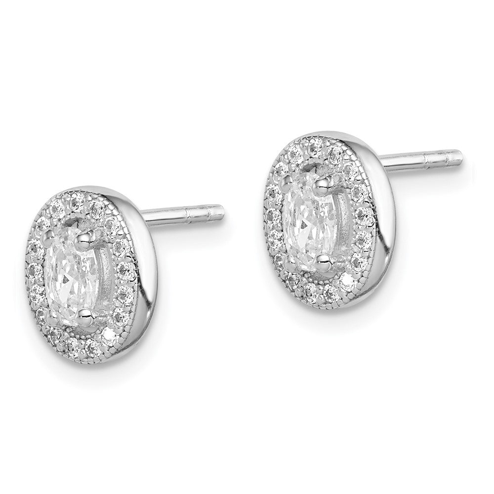 Sterlingsilber Rhodiniert mit Zirkonia Oval Ohrstecker