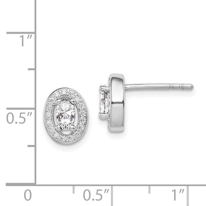 Sterlingsilber Rhodiniert mit Zirkonia Oval Ohrstecker
