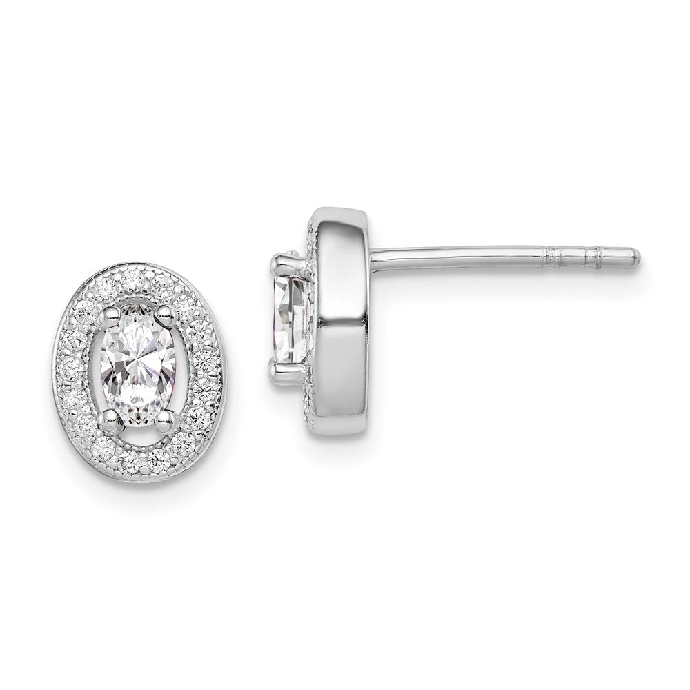 Sterlingsilber Rhodiniert mit Zirkonia Oval Ohrstecker