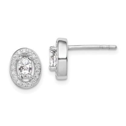 Sterlingsilber Rhodiniert mit Zirkonia Oval Ohrstecker