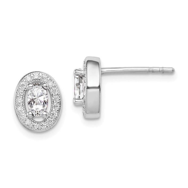 Sterlingsilber Rhodiniert mit Zirkonia Oval Ohrstecker