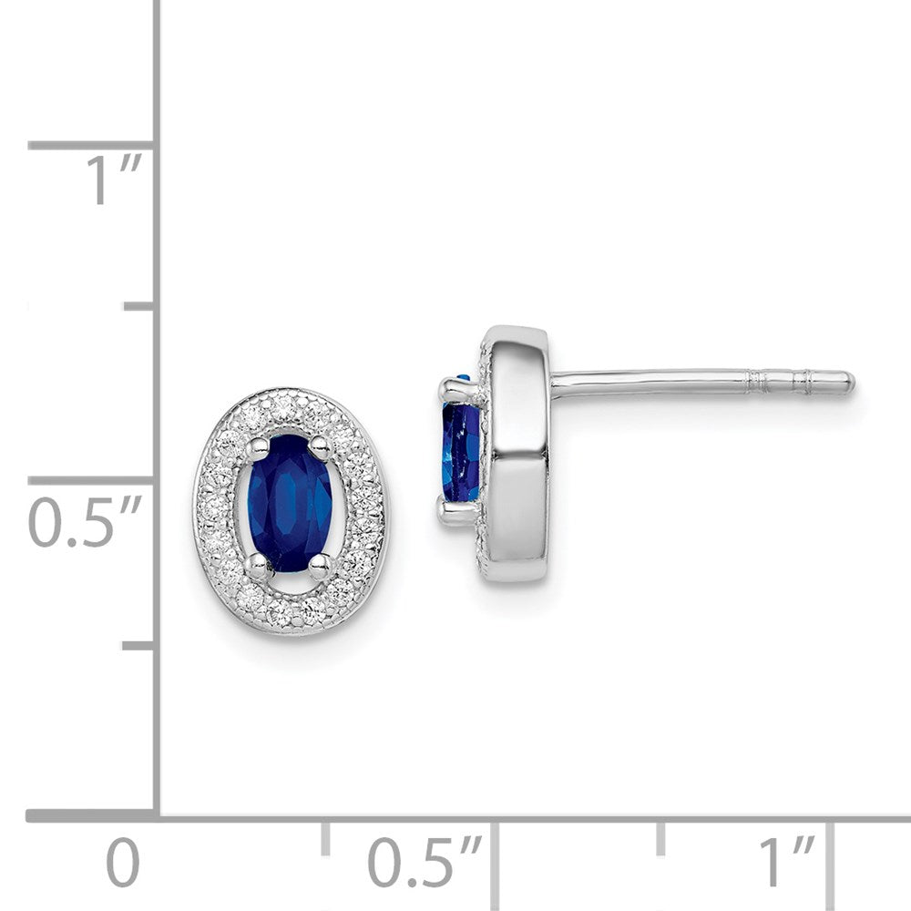 Sterlingsilber Rhodiniert Blau und Weiß Zirkonia Oval Ohrstecker