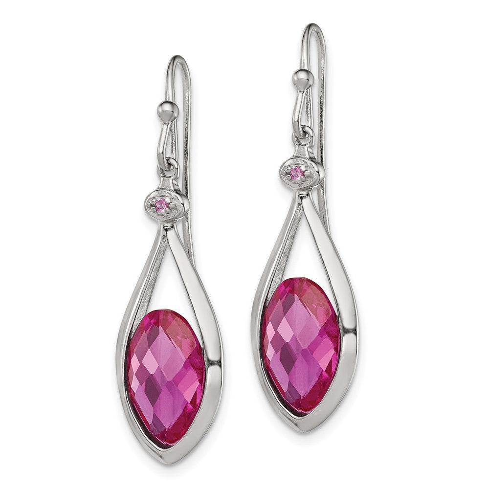 Sterlingsilber Rhodiniert Poliert Synthetisch Rosa Perle Hirte Haken Earri