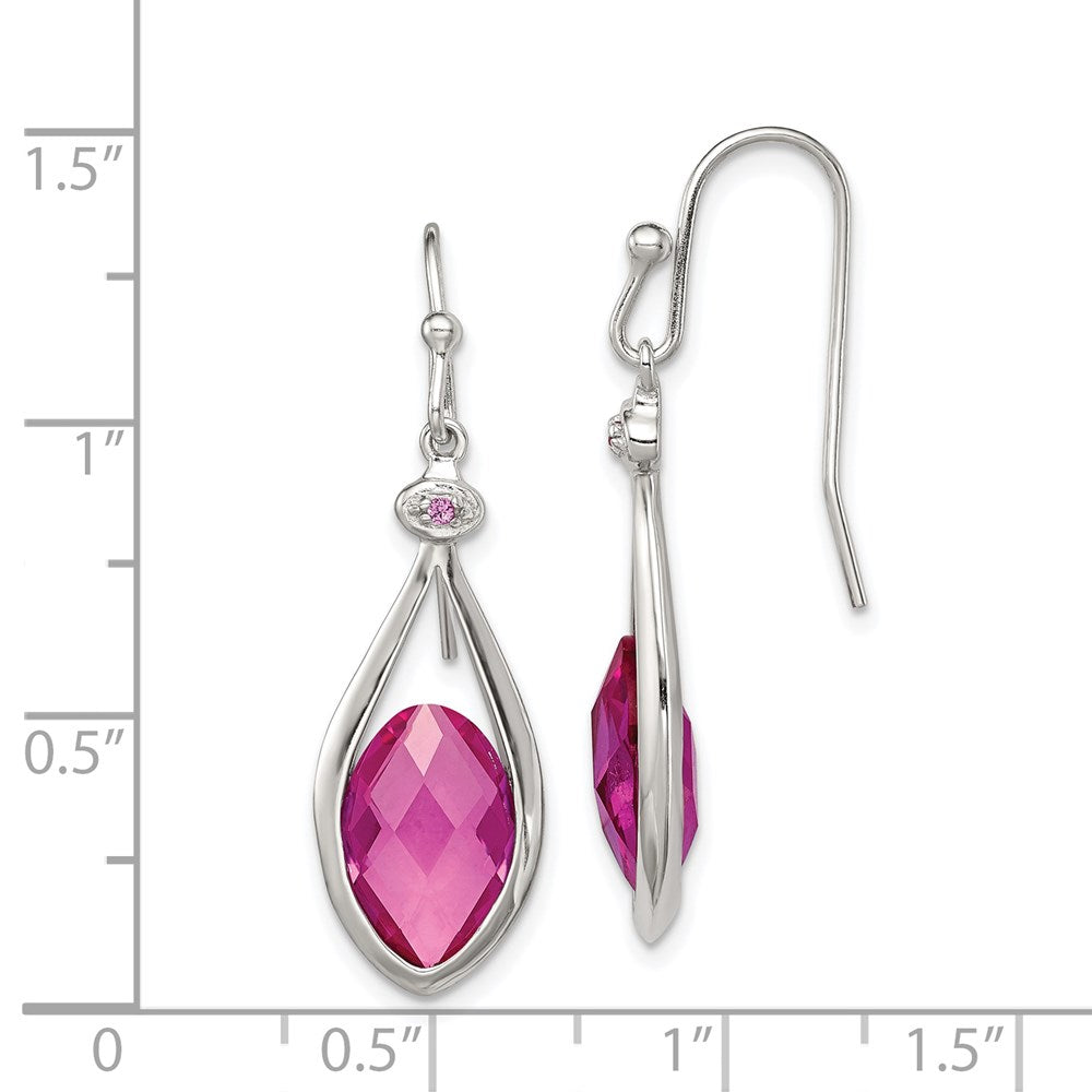 Sterlingsilber Rhodiniert Poliert Synthetisch Rosa Perle Hirte Haken Earri