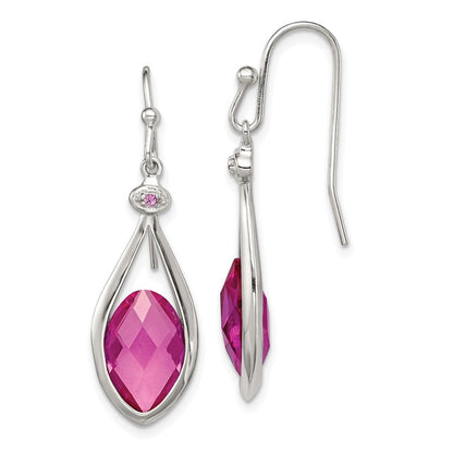 Sterlingsilber Rhodiniert Poliert Synthetisch Rosa Perle Hirte Haken Earri