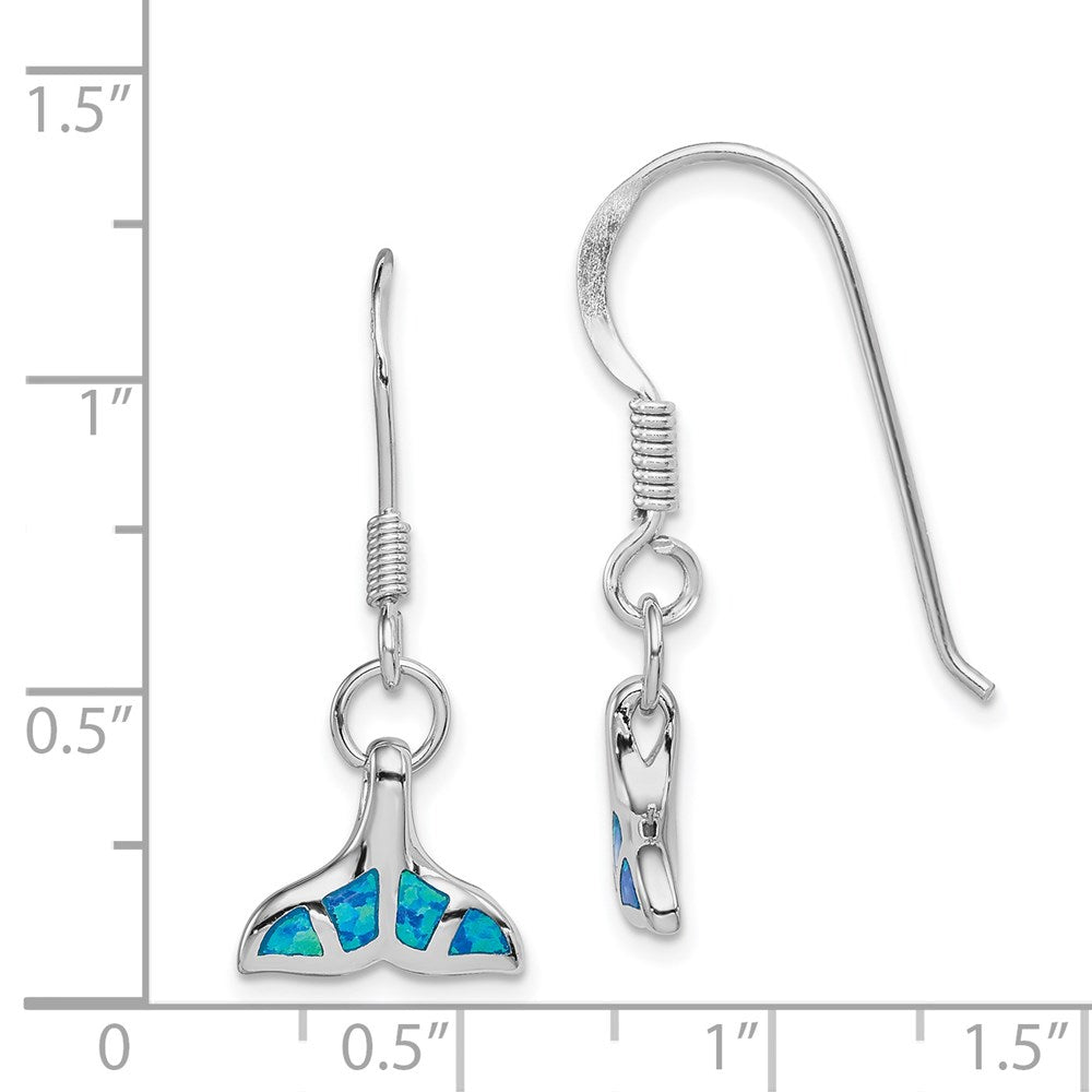 Sterlingsilber Rhodiniert Erzeugt Opal Delfin Schwanz Ohrhänger