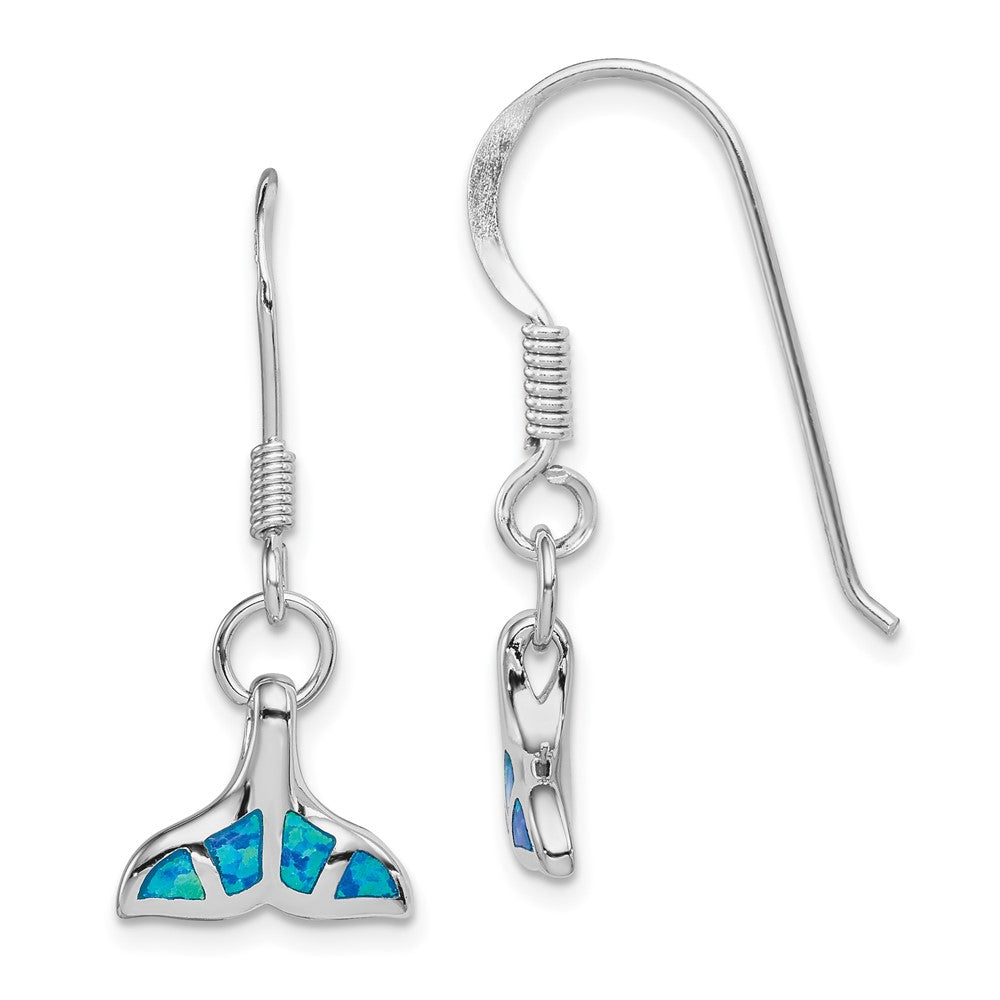 Sterlingsilber Rhodiniert Erzeugt Opal Delfin Schwanz Ohrhänger