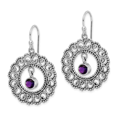 Sterlingsilber Rhodiniert Antikisiert Filigran Amethyst Ohrhänger
