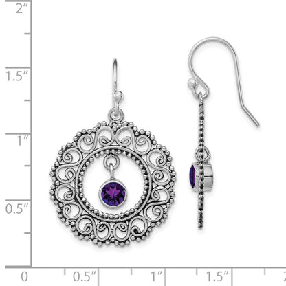Sterlingsilber Rhodiniert Antikisiert Filigran Amethyst Ohrhänger